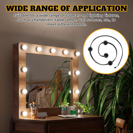 4 Light, E12 Candelabra Socket Harness Set, Light Bulb Lamp Base 75w 127v, Each with Phenolic Ring and 18/2 Wire Leads -