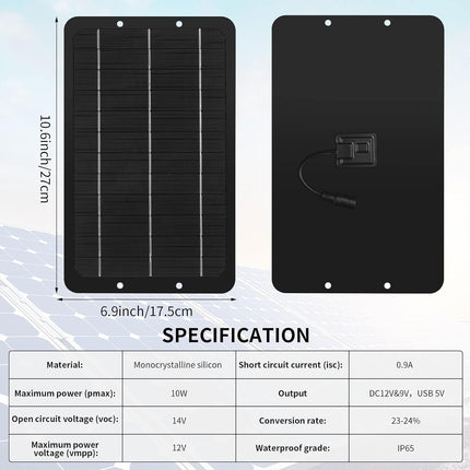 Solar Powered Fan Panel Dual Fans Kit 10w 12v Exhaust Outdoor Waterproof for Greenhouse Chicken Coop Pet House Sheds Window(1 Set) -