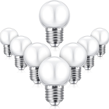 LED Night Light Bulb 1 Watt Low Wattage Bulbs 7.5 Equivalent 4511220 Lighting S11 White Lightbulb Small Globe with E26 Medium Base G45 2700k Not Dimmable for Outdoor Christmas, 8 Pieces -