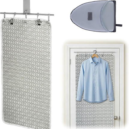 Over-the-door Steaming Station 38" x 19" Clothes Steamer with Ironing Glove 100% Cotton Cover an Aluminum Vapor Protection Layer for Home and Travel Use -