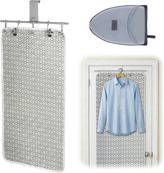Over-the-door Steaming Station 38 x 19 Clothes Steamer with Ironing Glove 100 Percent Cotton Cover