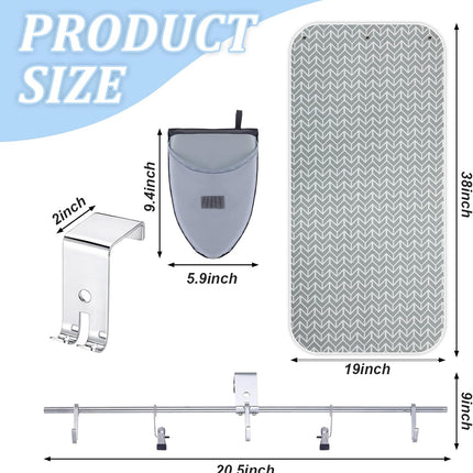 Over-the-door Steaming Station 38" x 19" Clothes Steamer with Ironing Glove 100% Cotton Cover an Aluminum Vapor Protection Layer for Home and Travel Use -