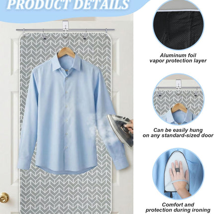 Over-the-door Steaming Station 38" x 19" Clothes Steamer with Ironing Glove 100% Cotton Cover an Aluminum Vapor Protection Layer for Home and Travel Use -