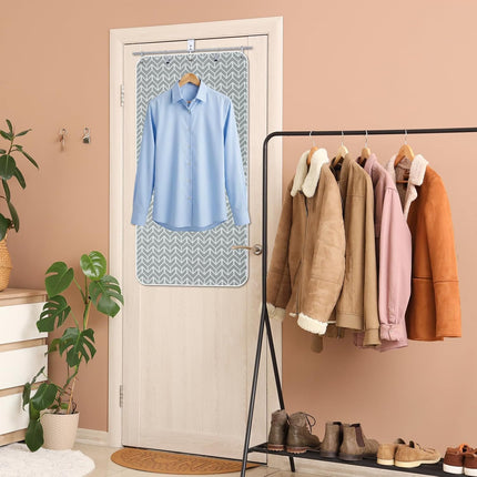 Over-the-door Steaming Station 38" x 19" Clothes Steamer with Ironing Glove 100% Cotton Cover an Aluminum Vapor Protection Layer for Home and Travel Use -