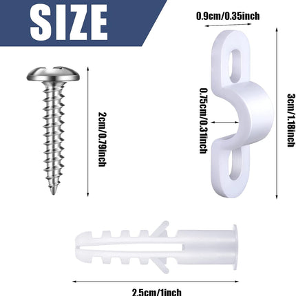 Wire Shelf Loop Clips White Plastic Screws and Expansion Tubes for Shelving (120) -