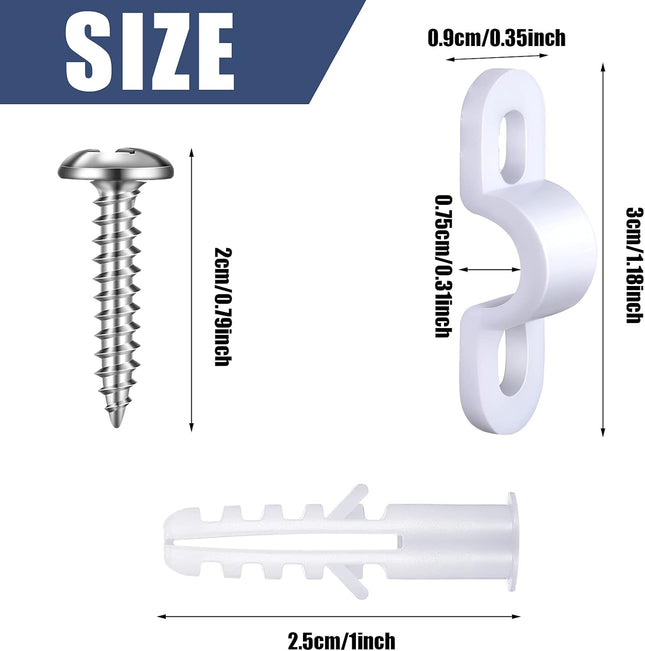 Wire Shelf Loop Clips White Plastic Screws and Expansion Tubes for Shelving (120) – product detail