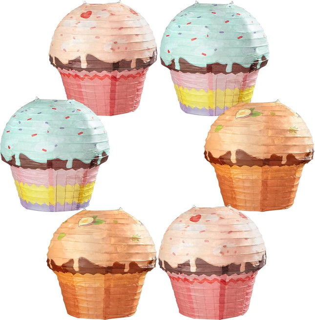 6 Pieces 12 Inches Large Candyland Cupcake Party Decoration Halloween Donut Lanterns Ice Cream