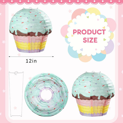 6 Pieces 12 Inches Large Candyland Cupcake Party Decoration Halloween Donut Lanterns Ice Cream Decor Dessert Candy Sweet for Wedding Baby Shower Birthday Supply -
