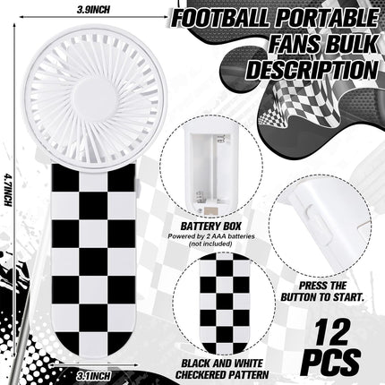 12 Pcs Race Car Party Favors Portable Fan Bulk Mini Handheld Personal Fans Checkered Black and White for Team Gift Travel Summer Outdoor Decorations -