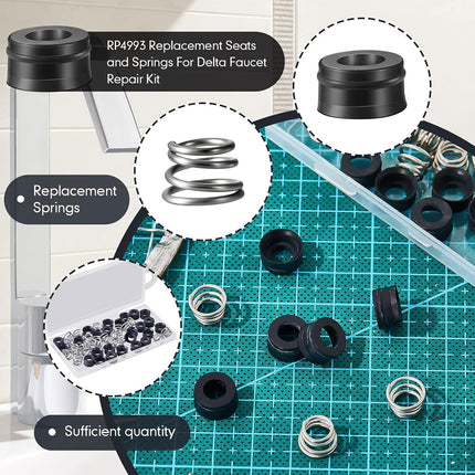 36 Pairs RP4993 Replacement Seats and Springs Faucet Repair Kit Rp4993 Compatible with Rod Replacement, Black -