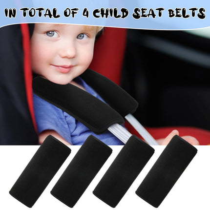 4 Pcs Baby Car Seat Belt Covers Soft Straps Shoulder Pads for Kid Infant Stroller Strap Safety Cushion Boy and Girl(Black,10.63 x 4.33 Inch) Black 10.63 Inch