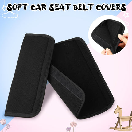 4 Pcs Baby Car Seat Belt Covers Soft Straps Shoulder Pads for Kid Infant Stroller Strap Safety Cushion Boy and Girl(Black,10.63 x 4.33 Inch) Black 10.63 Inch