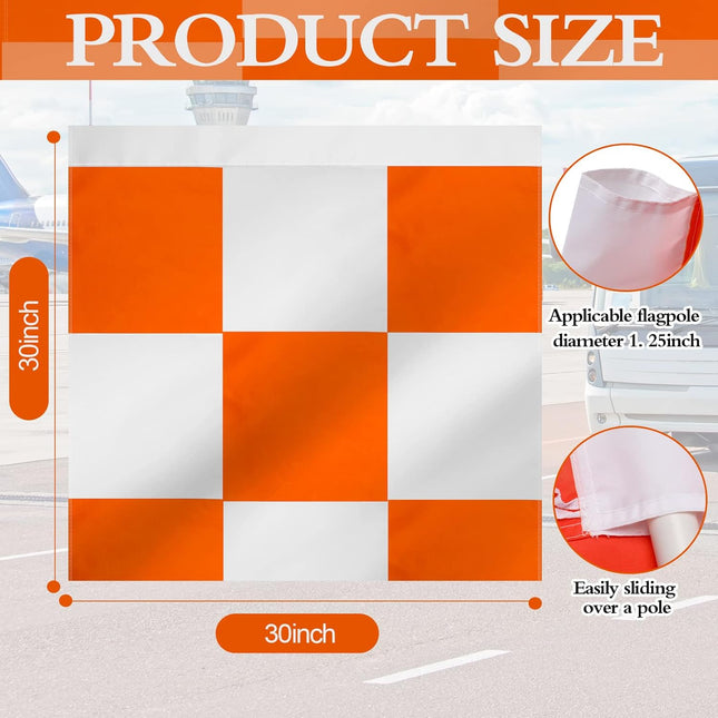 Heavy Duty Airport Flag 30 x Inch Safety Marking Flags Orange and White Checkered Racing – product detail