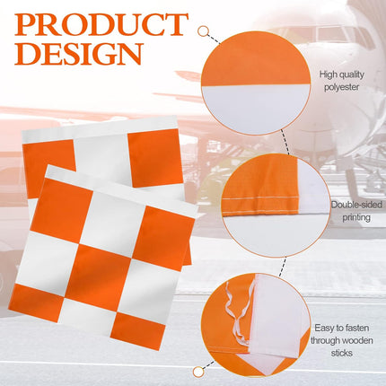 Heavy Duty Airport Flag 30 x Inch Safety Marking Flags Orange and White Checkered Racing Banner for Airfield Warning Outdoor Construction Vehicles Site Bike Truck Camping Decoration Gift -