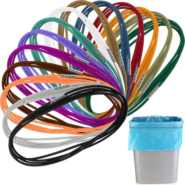 14 Pieces 4.9 Feet Trash Can Band Elastic Rubber Bands 30-64 Gallon Garbage Colorful Litter Box Loop for Outdoor Colors