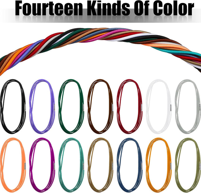 14 Pieces 4.9 Feet Trash Can Band Elastic Rubber Bands 30-64 Gallon Garbage Colorful Litter Box Loop for Outdoor Colors