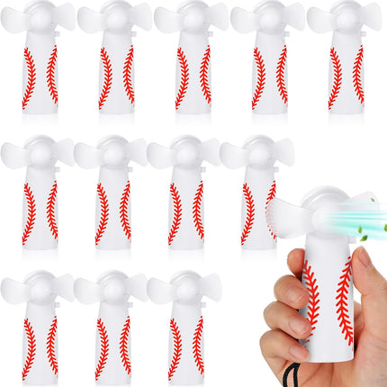 12 Pcs Baseball Team Gifts Mini Electric Portable Fan Bulk with Lanyards Powerful Personal Handheld for Summer Sport Gift Party, Battery Not Include -