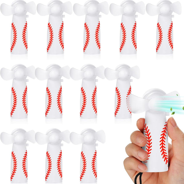 12 Pcs Baseball Team Gifts Mini Electric Portable Fan Bulk with Lanyards Powerful Personal Handheld for Summer Sport Gift Party, Battery Not Include -