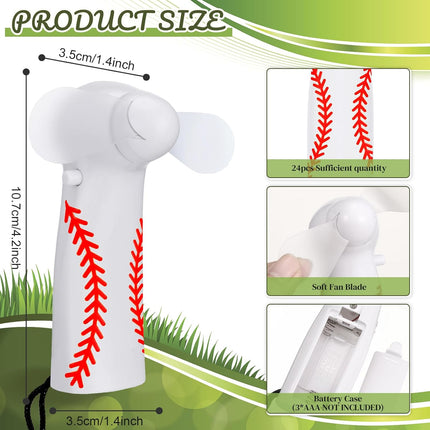 12 Pcs Baseball Team Gifts Mini Electric Portable Fan Bulk with Lanyards Powerful Personal Handheld for Summer Sport Gift Party, Battery Not Include -