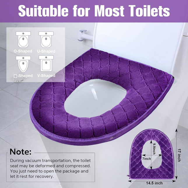 8 Pcs Toilet Seat Covers Pads for Bathroom Soft Thicker Warmer Cushion Comfortable Washable Cover with – product detail