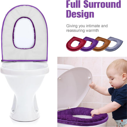 8 Pcs Toilet Seat Covers Pads for Bathroom Soft Thicker Warmer Cushion Comfortable Washable Cover with Zipper Home Reusable -