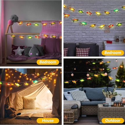 20 LED 9.8 FT Dinosaur String Lights for Boys Room Battery Operated Dino Light Girls Kids Bedroom Decor Christmas Tree Decoration Holiday Party Garden Tent Wall - Ft