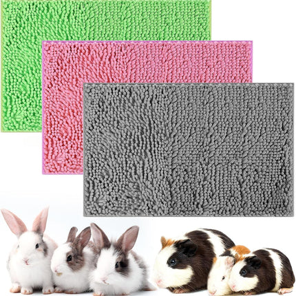 3 Pcs Guinea Pig Bedding Reusable Small Animal Bed Fleece Pee Pad Absorbency Washable Pet Soft Cage Liner for Bunny Hamsters(Pink, Green, Gray) Pink, Gray -