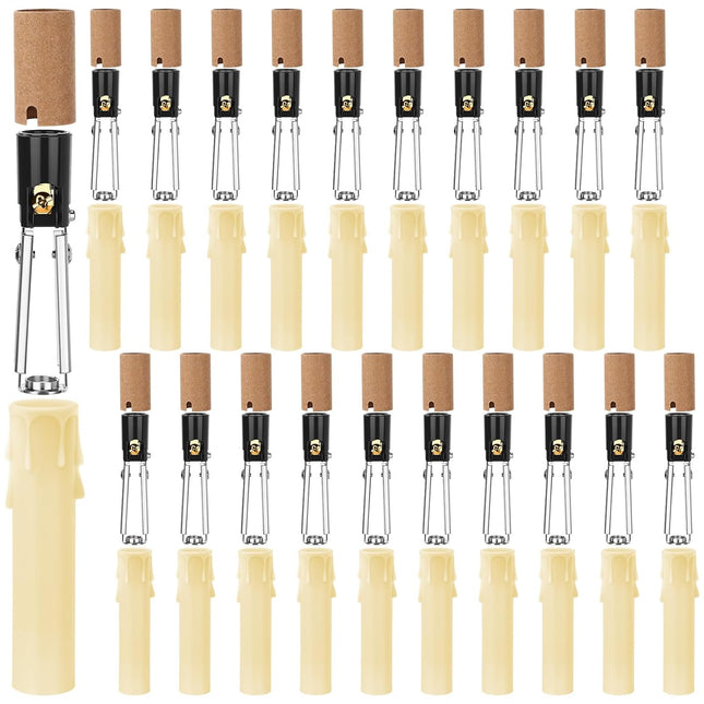 20 Set E12 Length Adjustable Bulb Socket Chandelier with Cardboard Insulator and 4 Wax Dripping in Cream