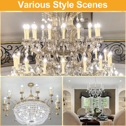 20 Set E12 Length Adjustable Bulb Socket Chandelier with Cardboard Insulator and 4" Wax Dripping Plastic Candle Cover Sleeve, Lamp Repair Kit for Base(Cream) Cream -