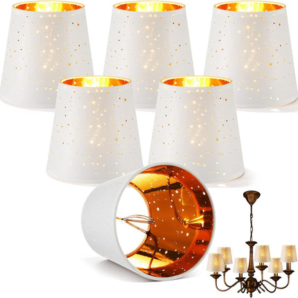 6 Pcs Chandelier Lamp Shades Set Small Shade for Pendant Wall Ceiling Lights Candle Bulbs Clip on Fitter Lampshade (Star,White) -