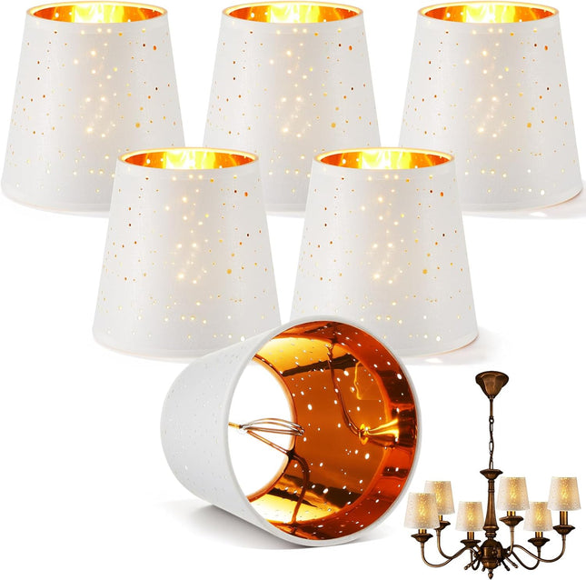 6 Pcs Chandelier Lamp Shades Set Small Shade for Pendant Wall Ceiling Lights Candle Bulbs Clip on Fitter