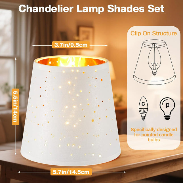 6 Pcs Chandelier Lamp Shades Set Small Shade for Pendant Wall Ceiling Lights Candle Bulbs Clip on Fitter – product detail