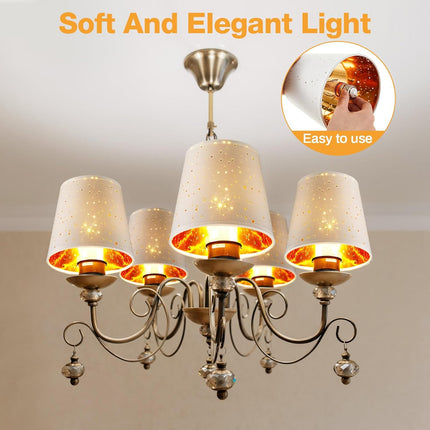 6 Pcs Chandelier Lamp Shades Set Small Shade for Pendant Wall Ceiling Lights Candle Bulbs Clip on Fitter Lampshade (Star,White) -