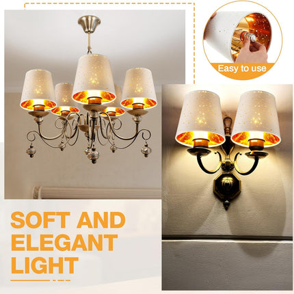 6 Pcs Chandelier Lamp Shades Set Small Shade for Pendant Wall Ceiling Lights Candle Bulbs Clip on Fitter Lampshade (Star,White) -