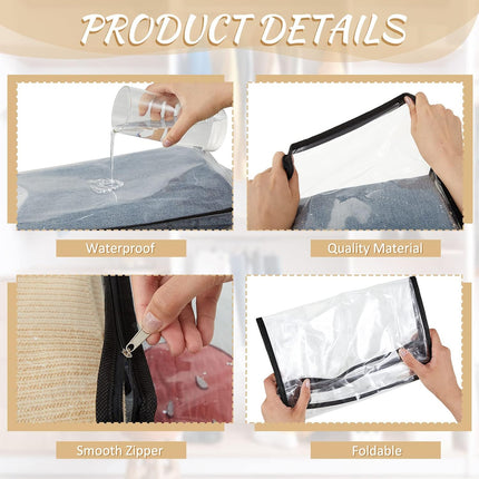 20 Pieces Clear Vinyl Zippered Storage Bags 15 x 11 4 Inch Sweater Plastic Bed Sheet Organizer for Blanket Closet Clothing Linen Clothes Pillow -