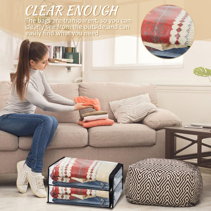 20 Pieces Clear Vinyl Zippered Storage Bags 15 x 11 4 Inch Sweater Plastic Bed Sheet Organizer for Blanket Closet Clothing Linen Clothes Pillow -