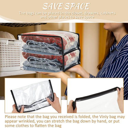 20 Pieces Clear Vinyl Zippered Storage Bags 15 x 11 4 Inch Sweater Plastic Bed Sheet Organizer for Blanket Closet Clothing Linen Clothes Pillow -