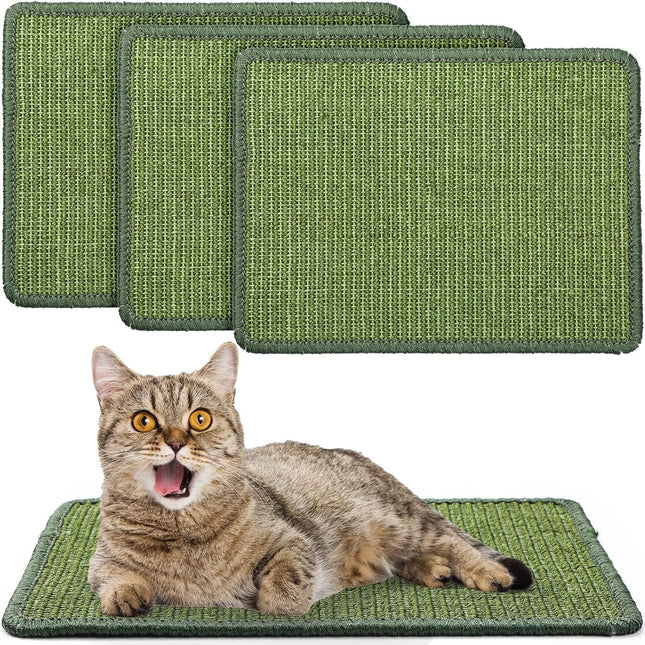 4 Pcs Cat Scratcher Mat Sisal Scratch Mats Horizontal Floor Scratching Pad Rug Fabric for