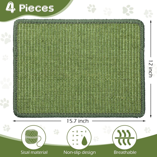 4 Pcs Cat Scratcher Mat Sisal Scratch Mats Horizontal Floor Scratching Pad Rug Fabric for