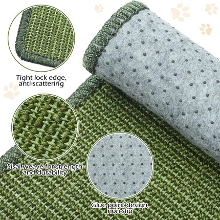 4 Pcs Cat Scratcher Mat Sisal Scratch Mats Horizontal Floor Scratching Pad Rug Fabric for Protecting Carpets Sofas and Grinding Claws Green 11.8" x 15.7" -