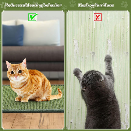 4 Pcs Cat Scratcher Mat Sisal Scratch Mats Horizontal Floor Scratching Pad Rug Fabric for Protecting Carpets Sofas and Grinding Claws Green 11.8" x 15.7" -
