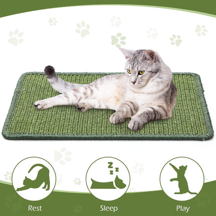 4 Pcs Cat Scratcher Mat Sisal Scratch Mats Horizontal Floor Scratching Pad Rug Fabric for Protecting Carpets Sofas and Grinding Claws Green 11.8" x 15.7" -