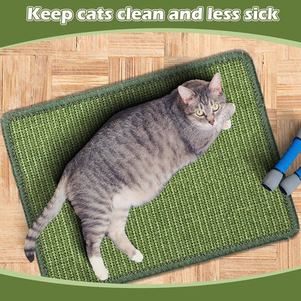 4 Pcs Cat Scratcher Mat Sisal Scratch Mats Horizontal Floor Scratching Pad Rug Fabric for Protecting Carpets Sofas and Grinding Claws Green 11.8" x 15.7" -