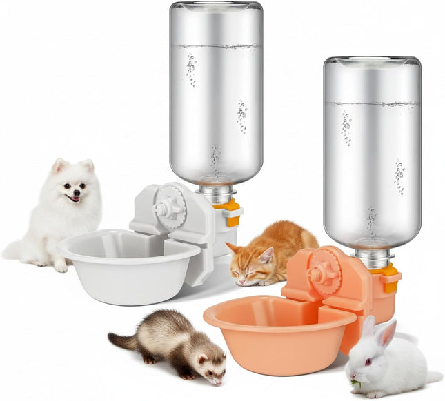 2 Pcs Rabbit Cat Dog Water Bottle Small for Crate 17oz Anti Overflow Pet Cage Suspended Dispenser Hanging