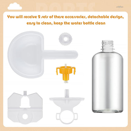 2 Pcs Rabbit Cat Dog Water Bottle Small for Crate 17oz Anti Overflow Pet Cage Suspended Dispenser Hanging Automatic Bunny Ferret Animals Kennel Colors -