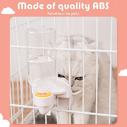 2 Pcs Rabbit Cat Dog Water Bottle Small for Crate 17oz Anti Overflow Pet Cage Suspended Dispenser Hanging Automatic Bunny Ferret Animals Kennel Colors -