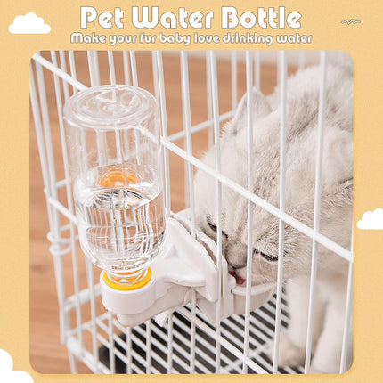 2 Pcs Rabbit Cat Dog Water Bottle Small for Crate 17oz Anti Overflow Pet Cage Suspended Dispenser Hanging Automatic Bunny Ferret Animals Kennel Colors -