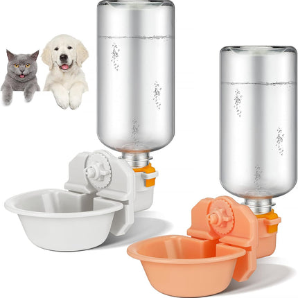 2 Pcs Rabbit Cat Dog Water Bottle Small for Crate 17oz Anti Overflow Pet Cage Suspended Dispenser Hanging Automatic Bunny Ferret Animals Kennel Colors -