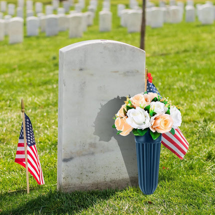 4 Pack Cemetery Vases with Spikes Headstone Vase for Graves Memorial Grave Site Decorations Floral Markers Flower Holder Plastic Hollow Drainage Hole (Classic Style) -