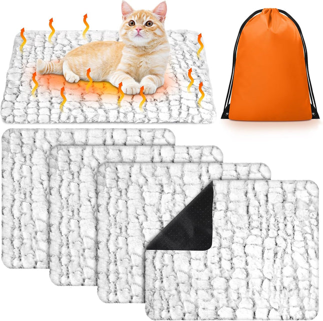 4 Pack Self Warming Cat Dog Beds 24 x 18 Soft Thermal Heating Pet Pads V1259-DP01-A-5583 in Assorted